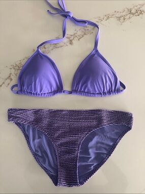 aerie Lavender Bikini Top and Bottom Set Large